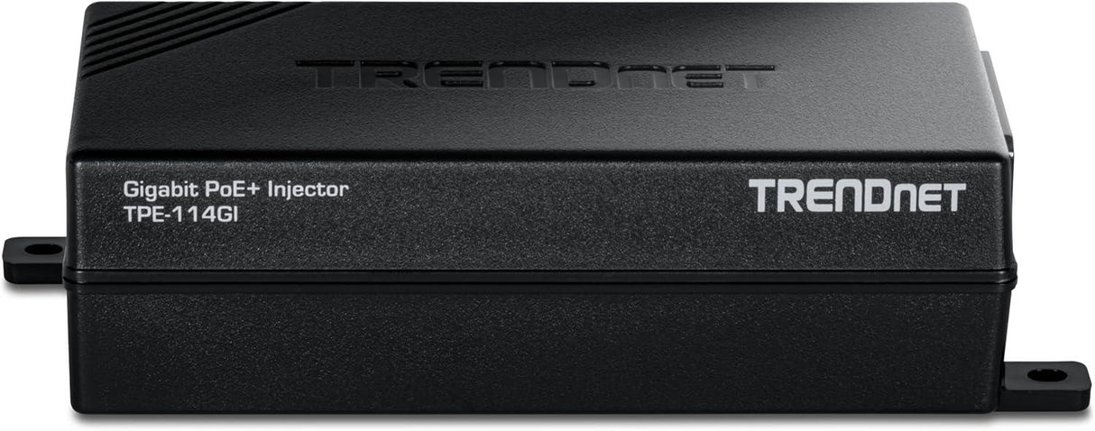 TRENDnet Gigabit PoE+ Injector, TPE-114GI, Supplies PoE (15.4W), PoE+(30W), Network A PoE Device Up to 100m (328 ft), Plug & Play, NDAA & TAA Compliant, Black