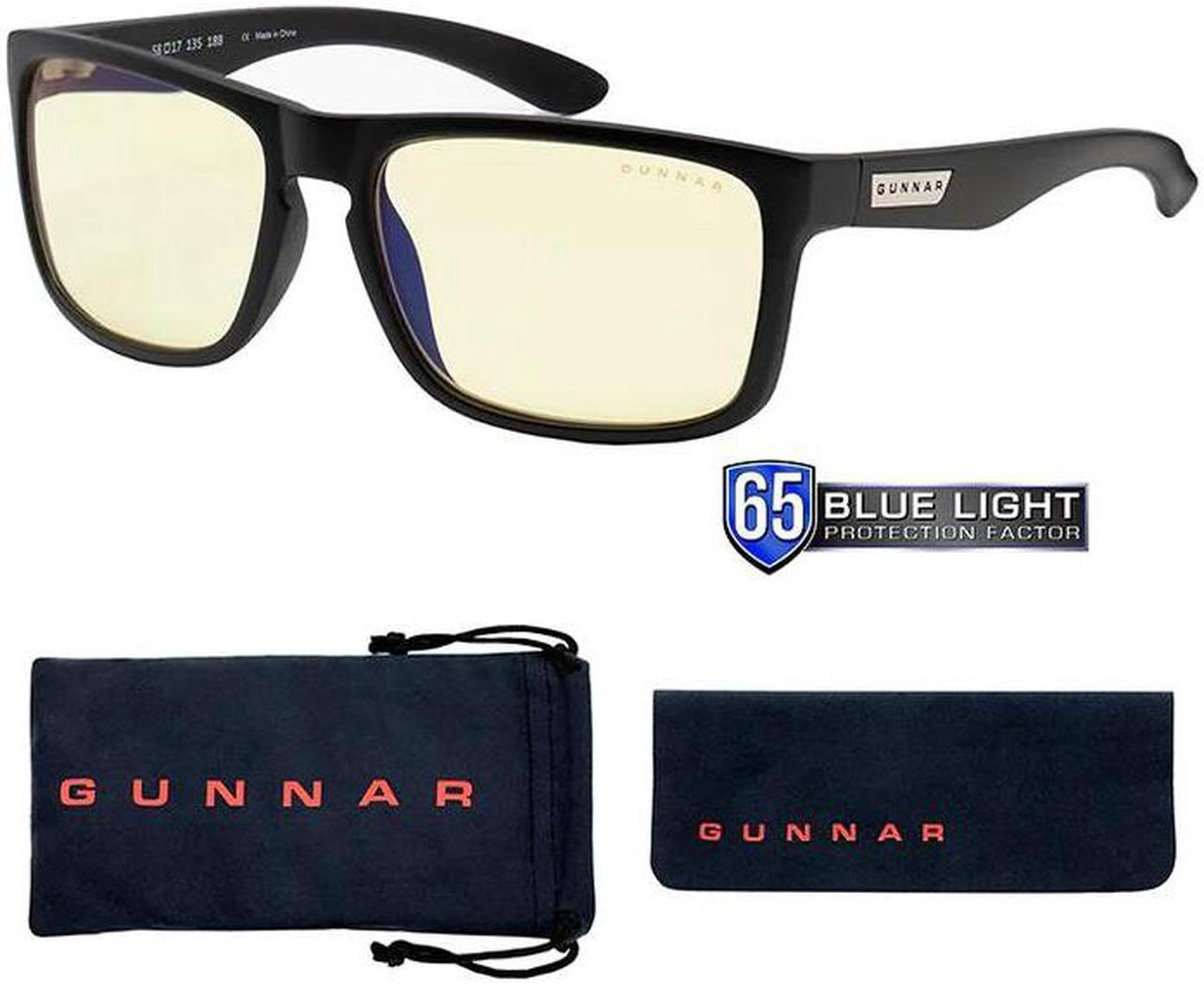Gunnar Intercept Reading Glasses, Eyewear with +2.5 Lens Power, Onyx Frames, Amber Lens, 65% Blue Light and 100% UV Protection, INT-00101-2.5