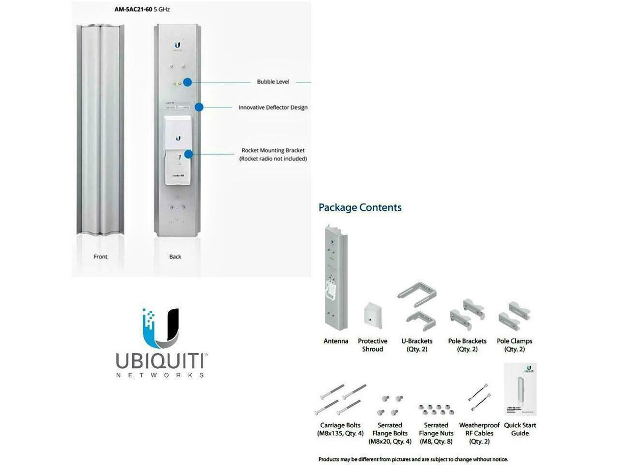 Ubiquiti 5 GHz 2x2 MIMO BaseStation Sector Antenna AM5AC2160