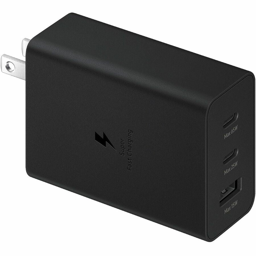 Samsung 65W Power Adapter Trio - 65 W - 120 V AC, 230 V AC Input - 5 V DC/3.50 A, 9 V AC, 15 V DC, 20 V AC, 11 V DC, 16 V DC, 5.9 V DC Output - Black