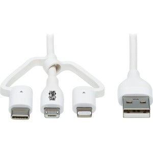 Tripp Lite Safe-IT USB-A to Lightning, USB Micro-B, USB C Sync/Charge Cable (M101AB-004-LMCW)