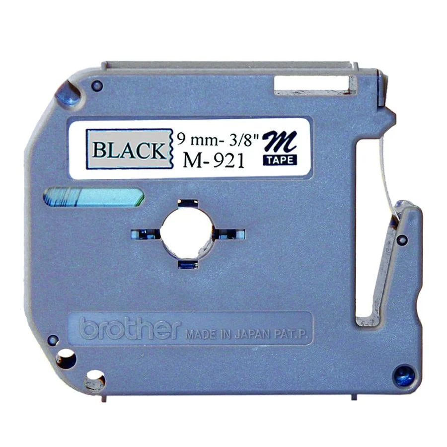 Brother P-touch Nonlaminated M Series Tape Cartridge - 3/8" Width - Black, Silver - 1 Each