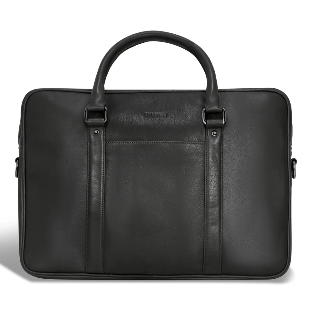 Champs Onyx / Leather Slim Briefcase OB-411-BLACK
