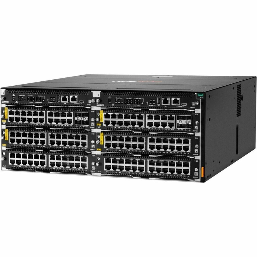 HPE Aruba CX 5420 Switch Chassis - 24 Ports - Manageable - Gigabit Ethernet - 10/100/1000Base-T - 3 Layer Supported - Modular - 1600 W Power Consumption - Twisted Pair, Optical Fiber - PoE Ports - 4U - Rack-mountable