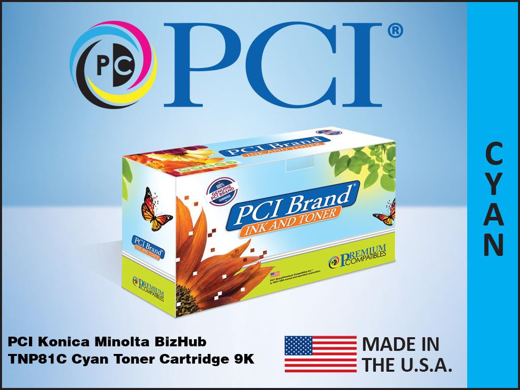 PCI Brand Konica Minolta Tnp81c Aajw431 Tnp-81c Cyan Toner Cartridge 9000 Page Y