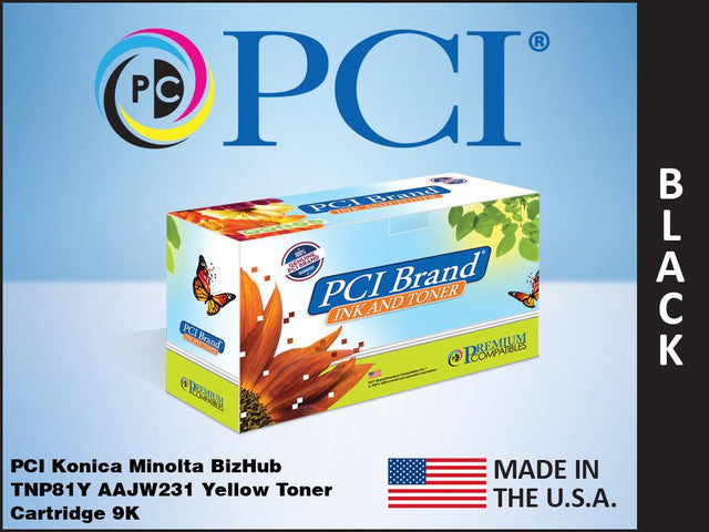 PCI Brand Konica Minolta Tnp81y Aajw231 Tnp-81y Yellow Toner Cartridge 9000 Page