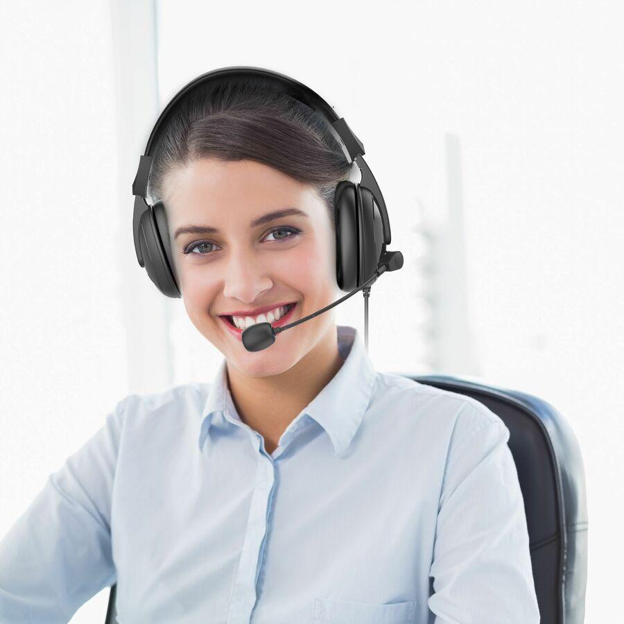 Morpheus 360 Basic Multimedia Stereo Headset - Adjustable Microphone - Lightweight Comfortable Design - Soft Eco Leather Ear Cushions - Over Ear - Black - HS3000S