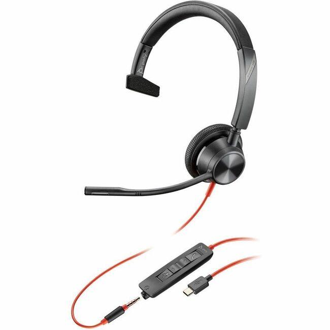 Poly Blackwire 3315 Headset - Mono - Mini-phone (3.5mm), USB Type C - Wired - 32 Ohm - 20 Hz - 20 kHz - On-ear - Monaural - Supra-aural - 7.10 ft Cable - Omni-directional Microphone - Noise Canceling