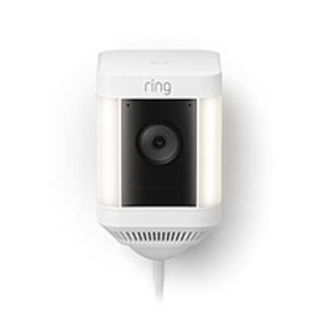Ring Spotlight Cam Plus Outdoor/Indoor 1080p Wired Security Camera - White B09J1TB7TB
