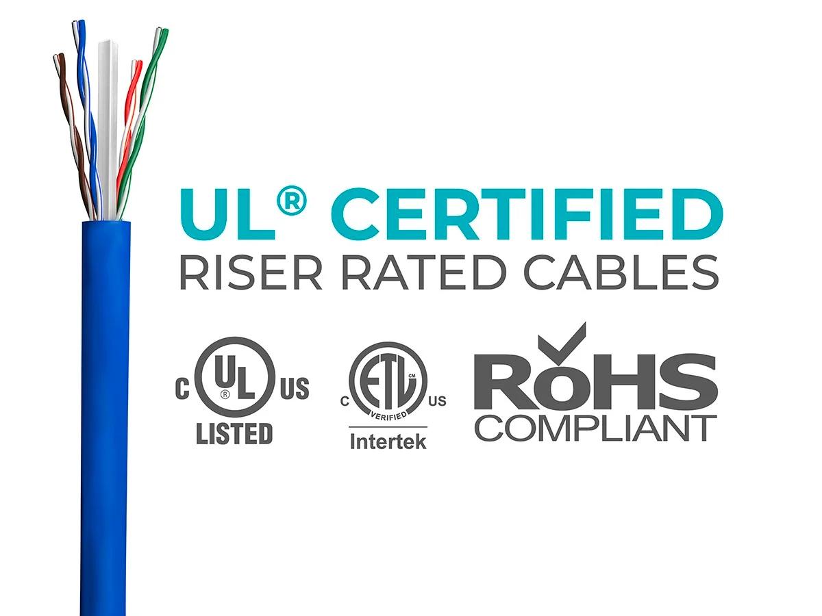 Monoprice Cat6 Ethernet Bulk Cable - Network Internet Cord - Solid, 500Mhz, UTP, CMR, Riser Rated, Pure Bare Copper Wire, 23AWG, 1000ft, Blue