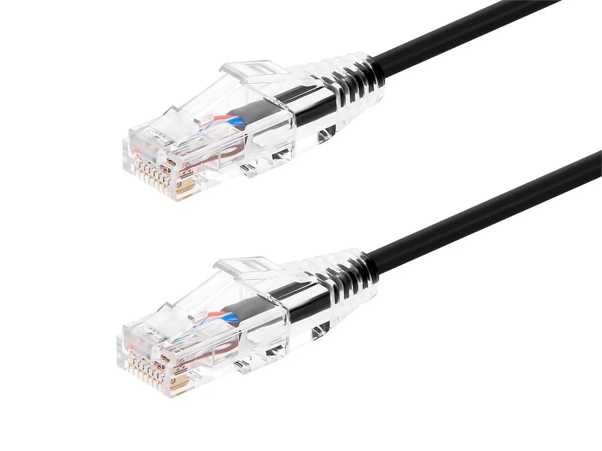 Monoprice Cat6 Ethernet Patch Cable - 5 feet - Black | Snagless RJ45 Stranded 550MHz UTP CMR Riser Rated Pure Bare Copper Wire 28AWG - SlimRun Series