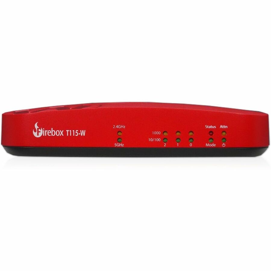 WatchGuard Firebox T115-W Network Security/Firewall Appliance - Policy Management - 3 Port - Gigabit Ethernet - 1.02 Gbit/s Firewall Throughput - Wireless LAN IEEE 802.11be - TLS - 3 x RJ-45 - 3 Year Basic Security Suite