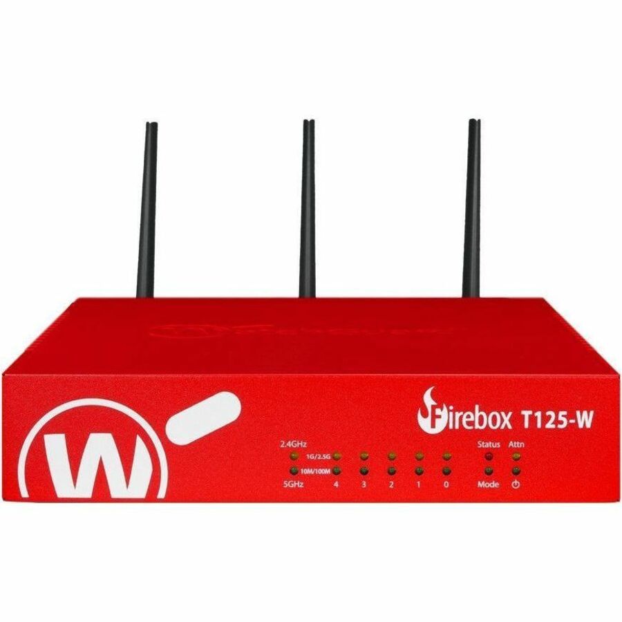 WatchGuard Firebox T125-W Network Security/Firewall Appliance - Policy Management - 5 Port - 2.5 Gigabit Ethernet, Gigabit Ethernet - 2.28 Gbit/s Firewall Throughput - Wireless LAN IEEE 802.11be - TLS - 5 x RJ-45