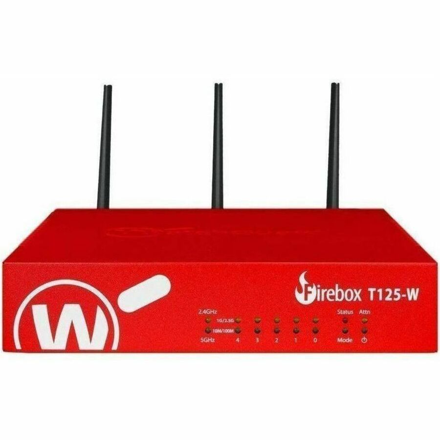 WatchGuard Firebox T125-W Network Security/Firewall Appliance - Policy Management - 5 Port - 2.5 Gigabit Ethernet, Gigabit Ethernet - 2.28 Gbit/s Firewall Throughput - Wireless LAN IEEE 802.11be - TLS - 5 x RJ-45