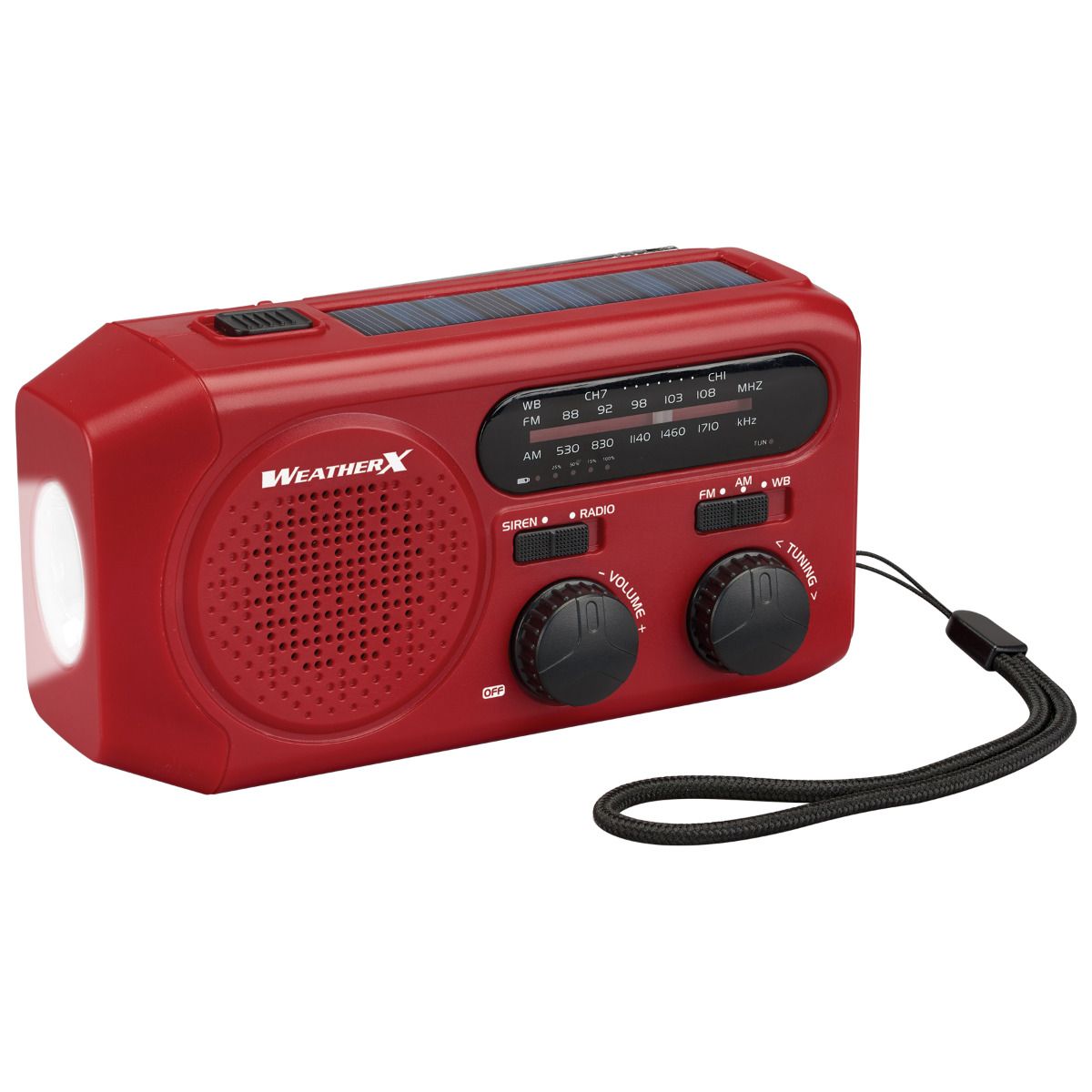 WeatherX Weatherband & AM/FM Flashlight, WR281R, Red