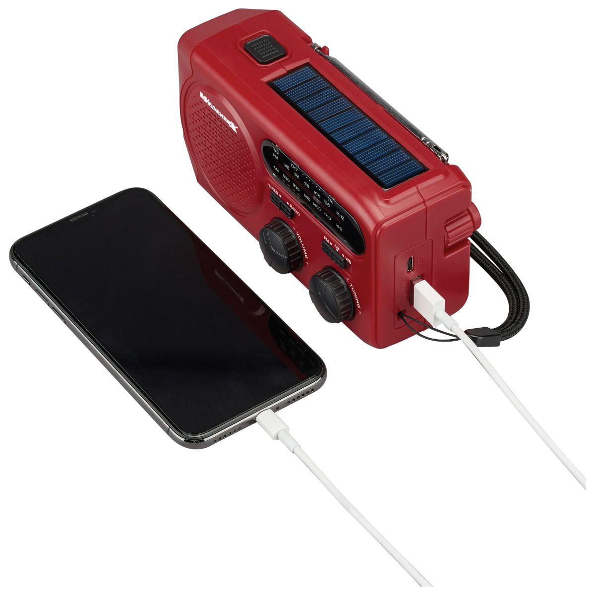 WeatherX Weatherband & AM/FM Flashlight, WR281R, Red