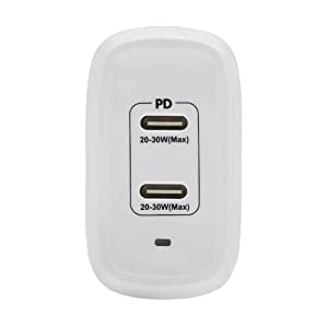 Tripp Lite USB-C Dual-Port Wall Charger, Compact Travel Size Folding Plug, USB 3.0, 40W Power Delivery Charging, Temperature Cooling Gallium Nitride Technology, 2-Year Warranty (U280-W02-40C2-G)