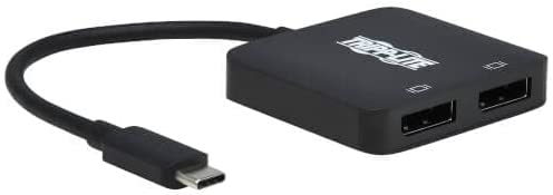 Tripp Lite USB-C Two-Monitor DisplayPort Adapter, Windows & MacBook Pro, 8K @ 30Hz 4:4:4 Single Output, 4K @ 60Hz 4:4:4 Dual Output, HDCP 2.2, HDR, DP 1.4 Alt Mode, 3-Year Warranty (U444-2DP-MST4K6)