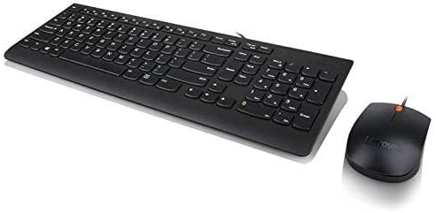 Lenovo 300 USB Combo, Full-Size Wired Keyboard & Mouse, Ergonomic, Left or Right Hand Mouse, Optical Mouse, GX30M39606, Black Keyboard + Mouse Black