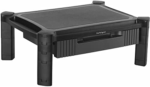 StarTech.com Adjustable Monitor Riser - Drawer - Monitors up to 32- Adjustable Height - Monitor Stand - Computer Monitor Riser (MONSTADJD) 6.6" x 13" x 17.1"