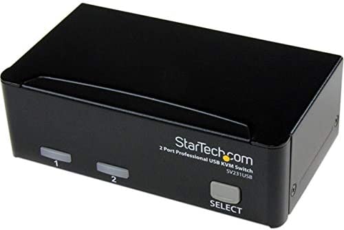 StarTech.com 2 Port VGA USB KVM Switch - VGA KVM Switch - 1920x1440 - USB 2.0 - KVM Video Switch (SV231USB),Black USB | Cables Included