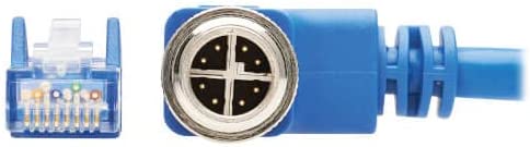 Tripp Lite M12 X-Code Right-Angle to RJ45 Cat6 Ethernet Cable (M/M), 1 Gbps, UTP, UL CMR-LP Certified for 60W PoE, Heavy-Duty IP68 Rating, 6.6 Feet / 2 Meters, (NM12-604-02M-BL) Right-Angle M12 to RJ45 6.6 ft / 2M