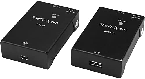 StarTech.com USB 2.0 Extender over Cat5e/Cat6 Cable (RJ45) - Up to 165ft (50m) - High Speed USB Port Extender Adapter Kit - Powered - USB over Ethernet Cable Extender - 480Mbps - Metal (USB2001EXTV) 1 Port (USB 2.0) 165 ft / 50m