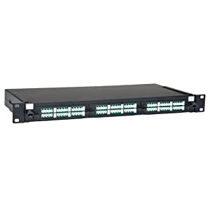 Tripp Lite 36-Port LC/LC Rackmount Fiber Enclosure Feed Thru Patch Panel, Black 1U N492-036-LCLC-E