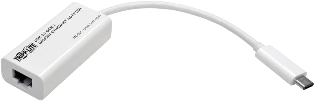 Tripp Lite USB-C to Gigabit Ethernet NIC Network Adapter 10/100/1000 Mbps White GbE