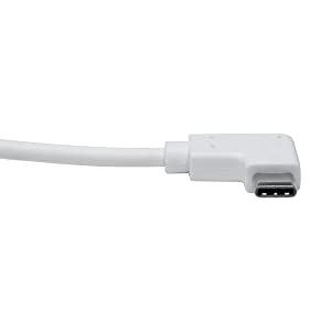 Tripp Lite Right Angle USB C to Ethernet Adapter, Thunderbolt 3 to Ethernet Adapter, Gigabit Ethernet Adapter, USB 3.1 Gen 1, 10/100/1000 Mbps, White (U436-06N-GBW-RA)