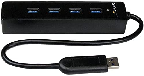 StarTech.com 4-Port USB 3.0 Hub with Built-in Cable - SuperSpeed Laptop USB Hub - Portable USB Splitter - Mini USB Hub (ST4300PBU3), Black 4 x SuperSpeed USB-A with Built in Cable Black