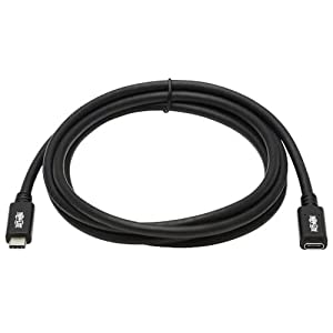 Tripp Lite USB-C Extension Cable (M/F), USB 3.2 Gen 1, Thunderbolt 3, Black, 5 Gbps, 60W Power Delivery Charging, 20 Volts 3 Amps, 6 Feet / 1.8 Meters, (U421-006) 6 ft / 1.8M