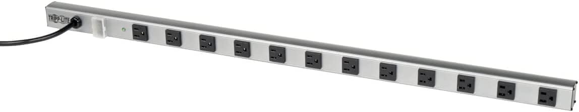 Tripp Lite 12 Outlet Power Strip with Surge Protection, 15ft. Cord, Metal, 36 in. length, (SS3612),Gray
