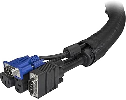 StarTech.com 6.5' (2m) Cable Management Sleeve - Flexible Coiled Cable Wrap - 1.0-1.5" dia. Expandable Sleeve - Polyester Cord Manager/Protector/Concealer - Black Trimmable Cable Organizer (WKSTNCM) 1" x 1" x 79.20"