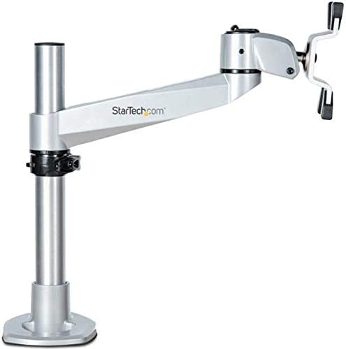 StarTech.com StarTech.com Desk Mount Monitor Arm - VESA or Apple iMac/Thunderbolt Display up to 14kg - Articulating Height Adjustable Single Desktop Monitor Pole Mount - Clamp/Grommet - Silver Silver Single Joint Arm