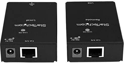 StarTech.com USB 2.0 Extender over Cat5e/Cat6 Cable (RJ45) - Up to 165ft (50m) - High Speed USB Port Extender Adapter Kit - Powered - USB over Ethernet Cable Extender - 480Mbps - Metal (USB2001EXTV) 1 Port (USB 2.0) 165 ft / 50m