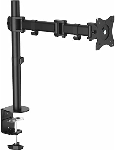 StarTech.com Desk Mount Monitor Arm for up to 34" VESA Compatible Displays - Articulating Pole Mount Single Monitor Arm - Ergonomic Height Adjustable - Desk Clamp/Grommet (ARMPIVOTB) - Black