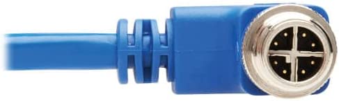 Tripp Lite M12 X-Code Right-Angle to RJ45 Cat6 Ethernet Cable (M/M), 1 Gbps, UTP, UL CMR-LP Certified for 60W PoE, Heavy-Duty IP68 Rating, 6.6 Feet / 2 Meters, (NM12-604-02M-BL) Right-Angle M12 to RJ45 6.6 ft / 2M