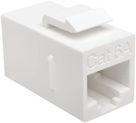 TRIPP LITE Cat6a Straight Through Modular in Line Snap in Coupler RJ45 F/F (N235-001-6A) Cat6a White