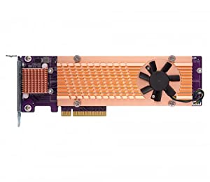 QNAP QM2-4P-384 Quad M.2 PCIe SSD Expansion Card, Supports up to Four M.2 2280 Form Factor M.2 PCIe (Gen3 x4) SSDs, PCIe Gen3 x8 Host Interface, Low-Profile Bracket pre-Loaded M.2 PCIe NVMe 4 x SSD QM2-4P-384