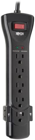 Tripp Lite 7 Outlet Surge Protector Power Strip, Extra Long Cord 25ft, Right-Angle Plug, Black, Lifetime Limited Warranty & $75K INSURANCE (SUPER725B) 25ft Cord (Black) Power Strip