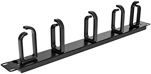 StarTech.com 19” Server Rack Cable Management Panel w/ D-Ring Hooks - 1U Horizontal or Vertical Wire and Cord Manager - Metal (CABLMANAGER2), Black 1U D-Ring Hooks