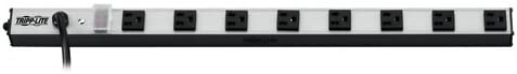 Tripp Lite 8 Outlet Bench & Cabinet Power Strip, 24 in. Length, 10ft Cord with 5-15P Plug (PS240810),Black/Silver 8 Outlet Power Strip