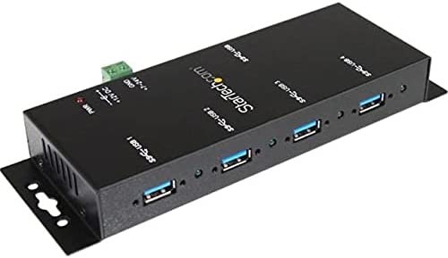 StarTech.com 4-Port USB 3.0 Hub - Metal Industrial USB-A Hub - Wall or Desk Mountable USB Data Hub - TAA Compliant USB Expander Hub (ST4300USBM)