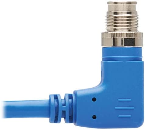 Tripp Lite M12 X-Code Right-Angle to RJ45 Cat6 Ethernet Cable (M/M), 1 Gbps, UTP, UL CMR-LP Certified for 60W PoE, Heavy-Duty IP68 Rating, 6.6 Feet / 2 Meters, (NM12-604-02M-BL) Right-Angle M12 to RJ45 6.6 ft / 2M