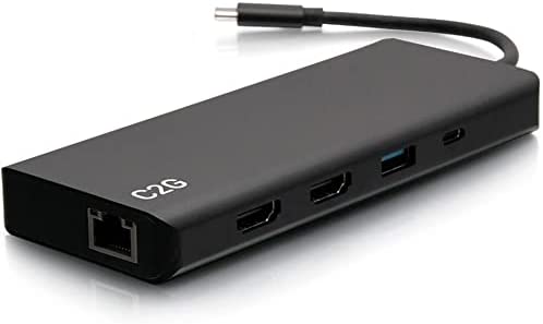 C2g/ cables to go C2G 4K USB C Dual Monitor Dock with Power - HDMI, Ethernet, USB, 3.5mm & 60W