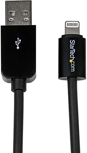 StarTech.com 3m (10ft) Long Black Apple® 8-pin Lightning Connector to USB Cable for iPhone / iPod / iPad - Charge and Sync Cable (USBLT3MB) 10ft Black