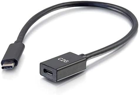 C2g/ cables to go C2G USB Short Extension Cable, USB Cable, USB C Cable, 5G, Black, 1 Foot (0.3 Meters), Cable to Go 28655 5G 1 Foot