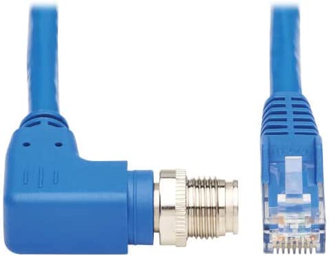 Tripp Lite M12 X-Code Right-Angle to RJ45 Cat6 Ethernet Cable (M/M), 1 Gbps, UTP, UL CMR-LP Certified for 60W PoE, Heavy-Duty IP68 Rating, 6.6 Feet / 2 Meters, (NM12-604-02M-BL) Right-Angle M12 to RJ45 6.6 ft / 2M