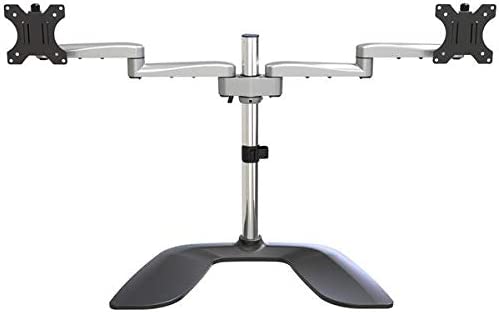 StarTech.com Dual Monitor Stand - Ergonomic Desktop Monitor Stand for up to 32" VESA Displays - Free-Standing Articulating Universal Computer Monitor Mount - Adjustable Height - Silver (ARMDUALSS) Up to 32" Dual Monitor Silver